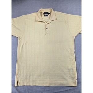 Hathaway Sport Higgins Polo Shirt Mens XL Pale Yellow Textured Short Sleeve Grid